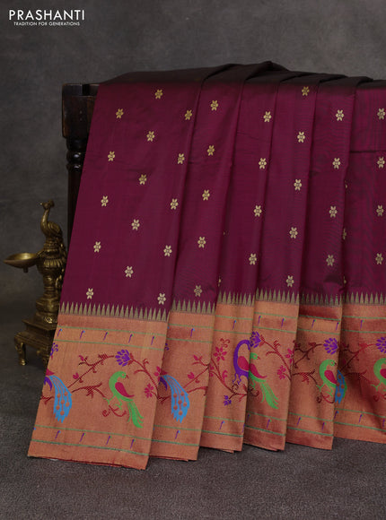 Wine & Red Pure Paithani Silk Saree