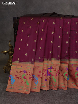 Wine & Red Pure Paithani Silk Saree