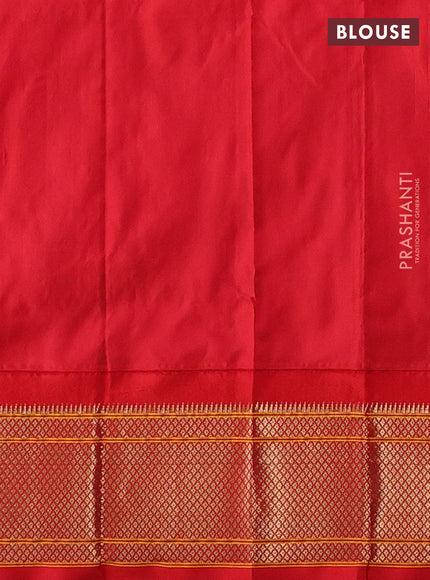 Lime Green & Red Pure Paithani Silk Saree