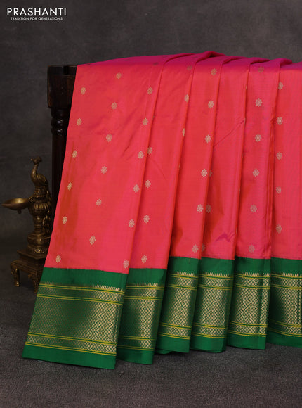 Pink & Green Pure Paithani Silk Saree
