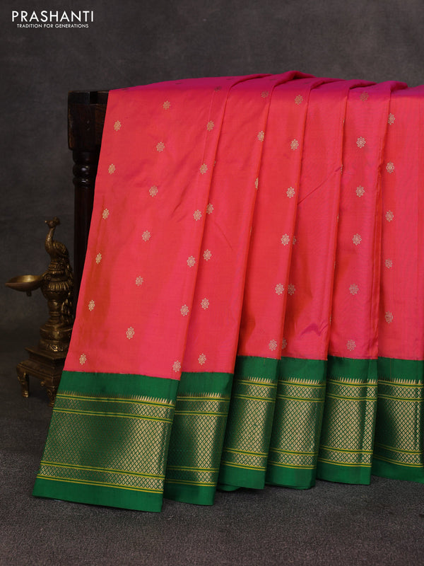 Pink & Green Pure Paithani Silk Saree