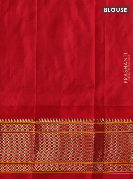 Teal Blue & Red Pure Paithani Silk Saree