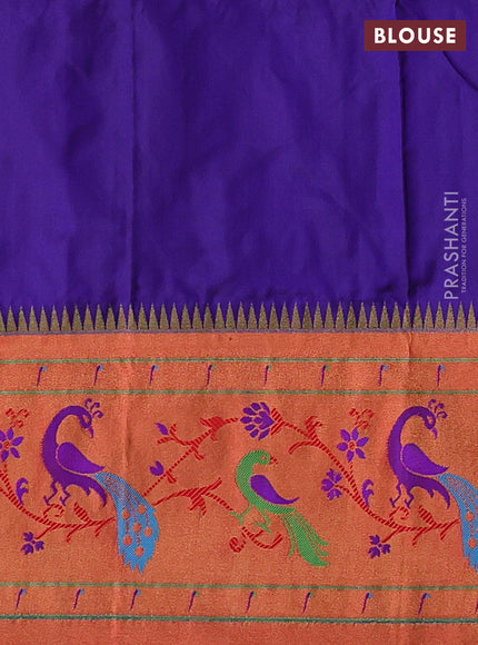 Blue & Red Pure Paithani Silk Saree