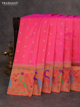Pink & Red Pure Paithani Silk Saree