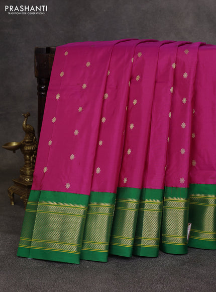 Pink & Green Pure Paithani Silk Saree