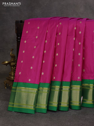 Pink & Green Pure Paithani Silk Saree