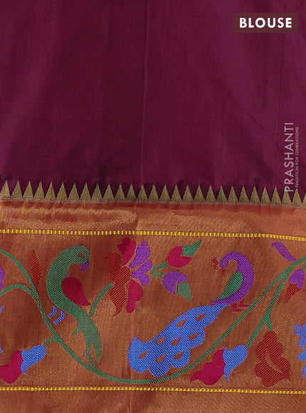 Wine  & Red Pure Paithani Silk Saree