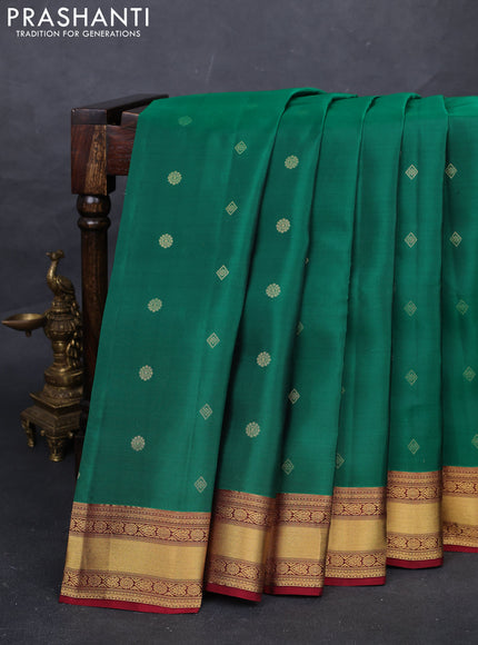 Green & Maroon Kanchipuram Silk - Buttas