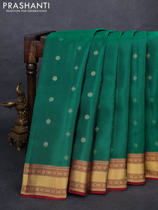 Green & Maroon Kanchipuram Silk - Buttas