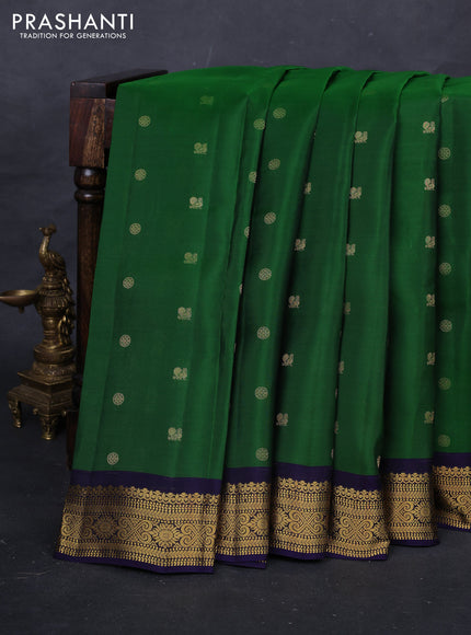 Green & Navy Blue Kanchipuram Silk - Buttas