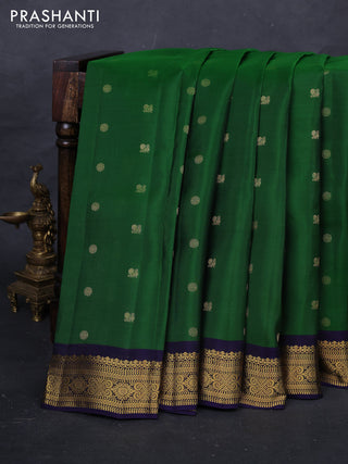 Green & Navy Blue Kanchipuram Silk - Buttas