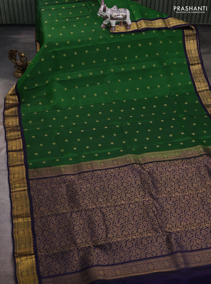 Green & Navy Blue Kanchipuram Silk - Buttas