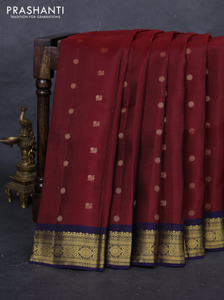 Maroon & Navy Blue Kanchipuram Silk - Buttas