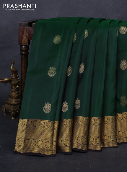 Green & Coffee Brown Kanchipuram Silk - Buttas