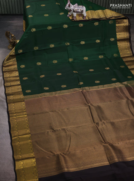 Green & Coffee Brown Kanchipuram Silk - Buttas