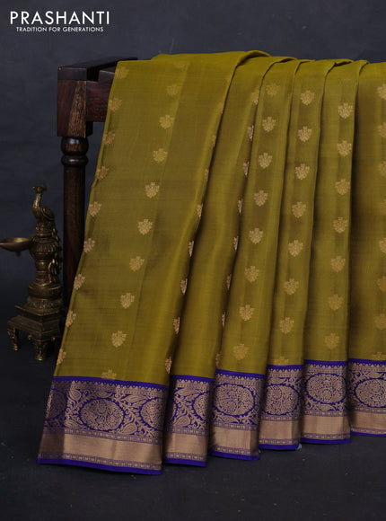 Mehendi Green & Blue Kanchipuram Silk - Buttas