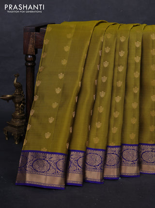 Mehendi Green & Blue Kanchipuram Silk - Buttas