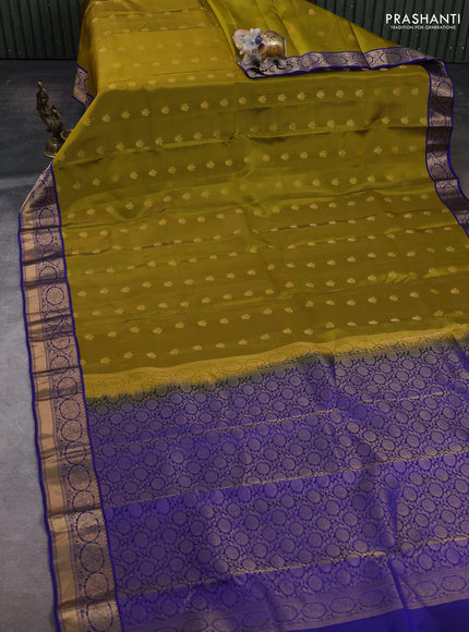 Mehendi Green & Blue Kanchipuram Silk - Buttas