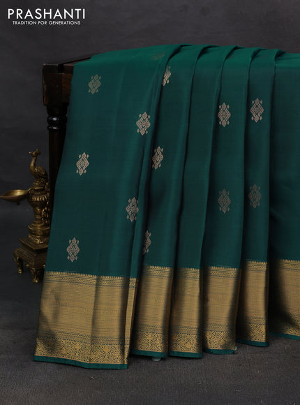 Peacock Green Kanchipuram Silk - Buttas