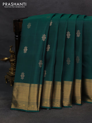 Peacock Green Kanchipuram Silk - Buttas