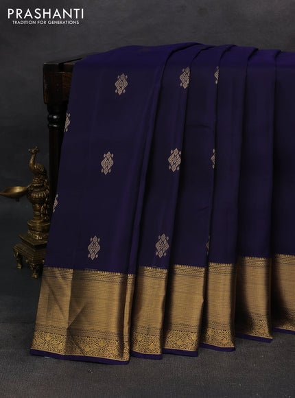 Navy Blue Kanchipuram Silk - Buttas