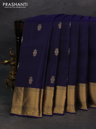 Navy Blue Kanchipuram Silk - Buttas
