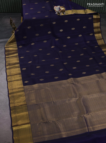 Navy Blue Kanchipuram Silk - Buttas