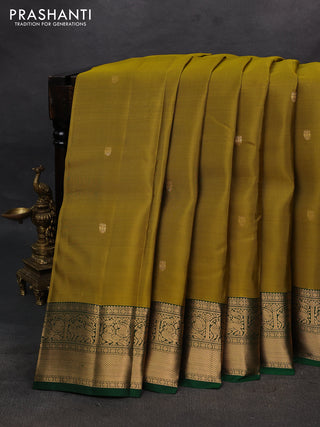 Mustard Green & Green Kanchipuram Silk - Buttas