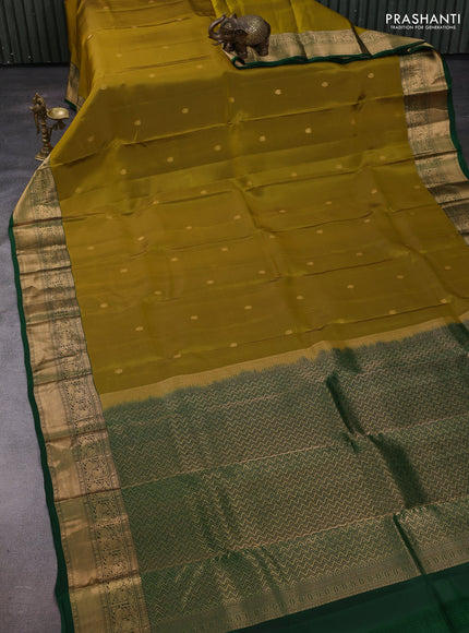 Mustard Green & Green Kanchipuram Silk - Buttas
