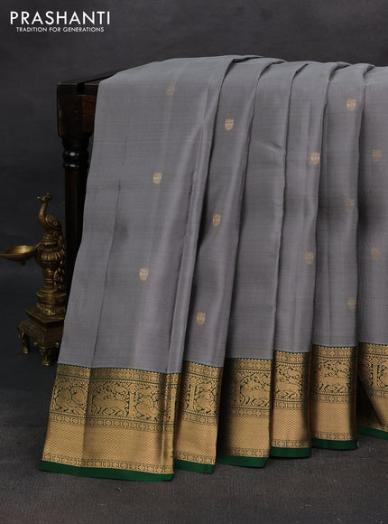 Grey & Green Kanchipuram Silk - Buttas