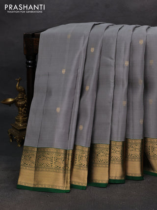Grey & Green Kanchipuram Silk - Buttas