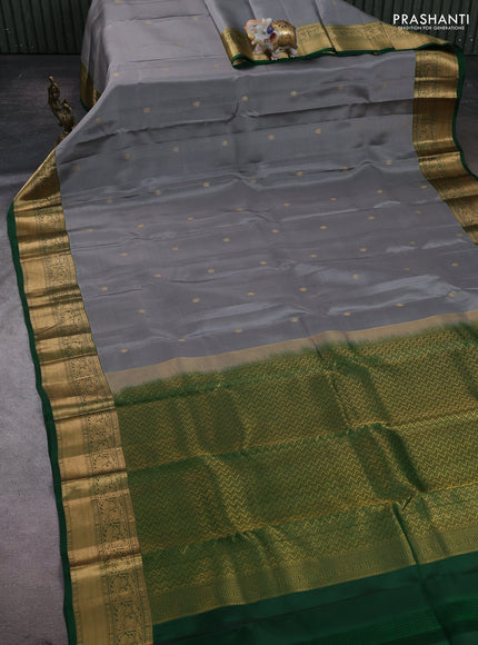 Grey & Green Kanchipuram Silk - Buttas