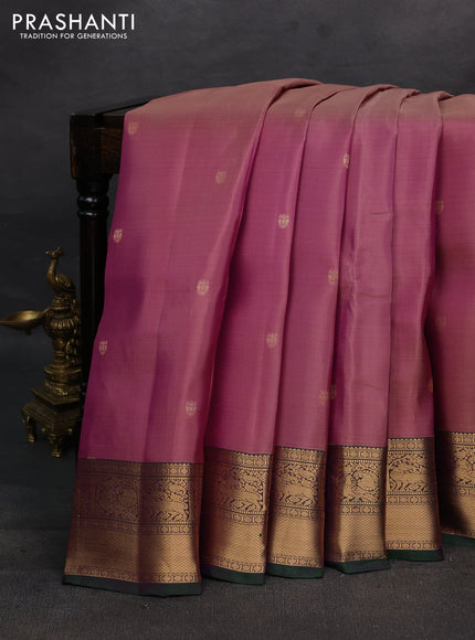 Mauve Pink & Green Kanchipuram Silk - Buttas