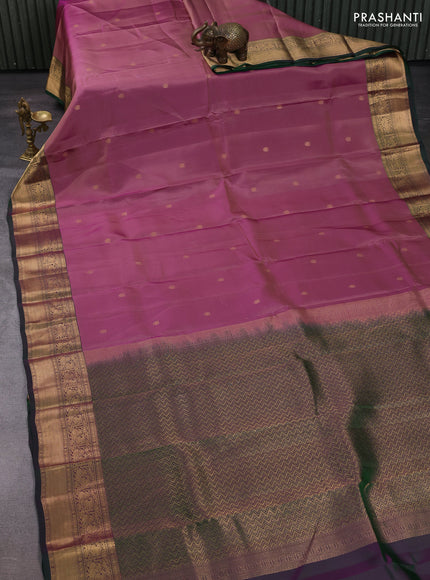 Mauve Pink & Green Kanchipuram Silk - Buttas