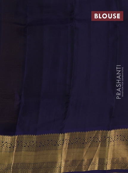 Mustard Yellow & Navy Blue Kanchipuram Silk - Buttas
