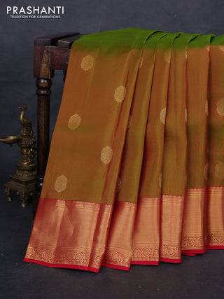 Green & Red Kanchipuram Silk - Buttas