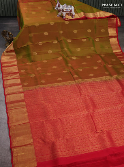 Green & Red Kanchipuram Silk - Buttas