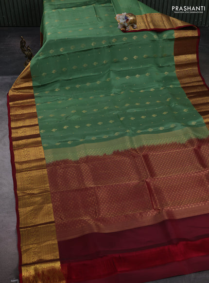 Pastel Green & Maroon Kanchipuram Silk - Buttas