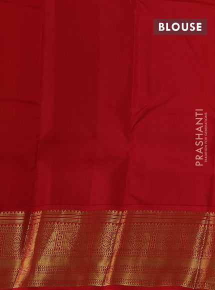 Mustard Yellow & Red Kanchipuram Silk - Weaves