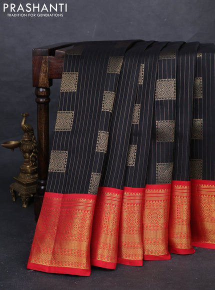 Black & Red Kanchipuram Silk - Weaves
