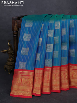 Blue & Red Kanchipuram Silk - Weaves