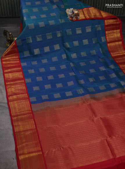 Blue & Red Kanchipuram Silk - Weaves