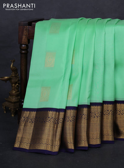 Teal Green & Navy Blue Kanchipuram Silk - Buttas