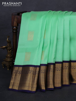 Teal Green & Navy Blue Kanchipuram Silk - Buttas