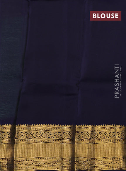 Teal Green & Navy Blue Kanchipuram Silk - Buttas