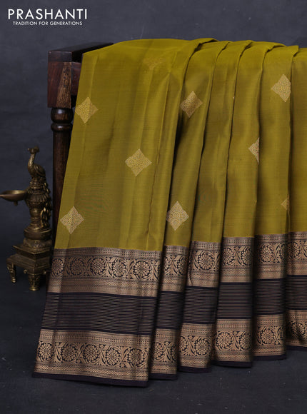 Mehendi Green & Jamun Kanchipuram Silk - Buttas