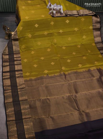 Mehendi Green & Jamun Kanchipuram Silk - Buttas