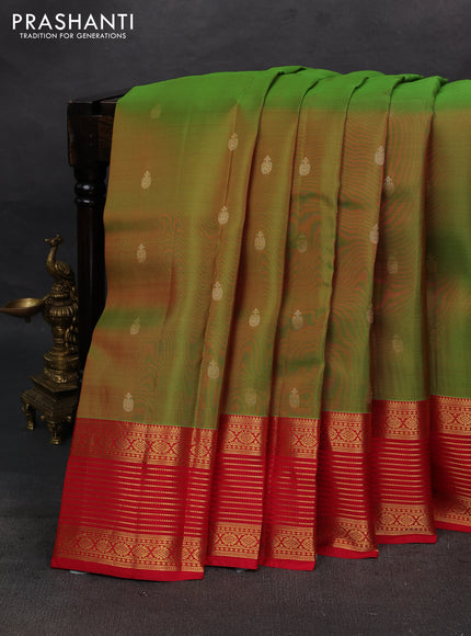 Green & Red Kanchipuram Silk - Buttas