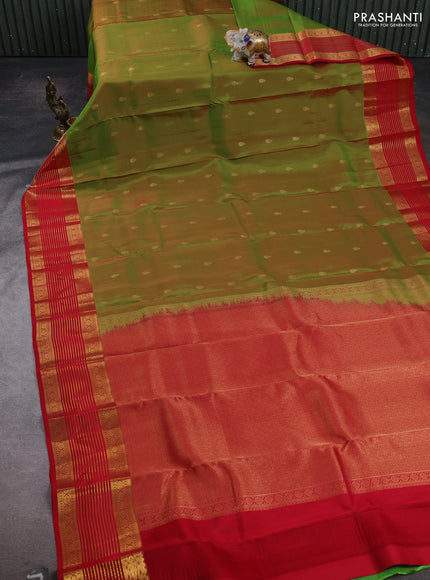 Green & Red Kanchipuram Silk - Buttas