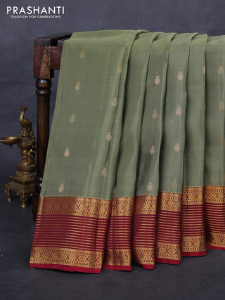 Elaichi Green & Maroon Kanchipuram Silk -  Buttas
